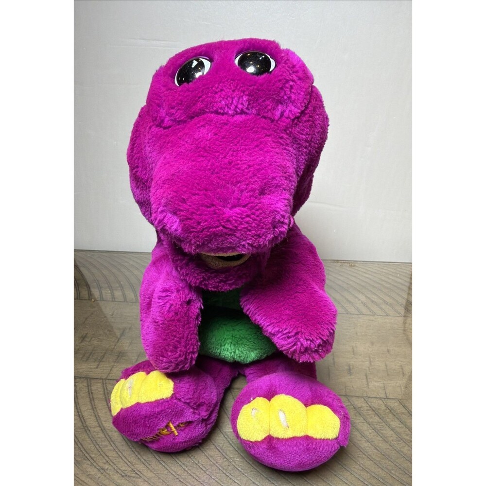 Barney Dinosaur Plush Puppet 1992 Lyons Group Purple Stuffed Animal Toy VTG